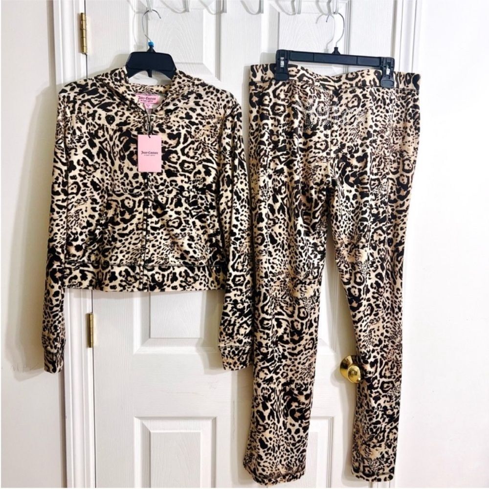 NWT JUICY COUTURE animal print small bling Velour Tracksuit Set -Ocelot - Picture 6 of 14